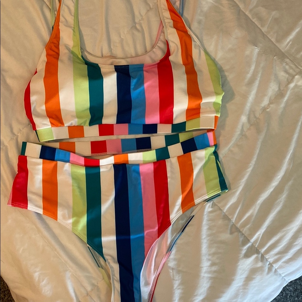 Colorful Striped Bikini Set